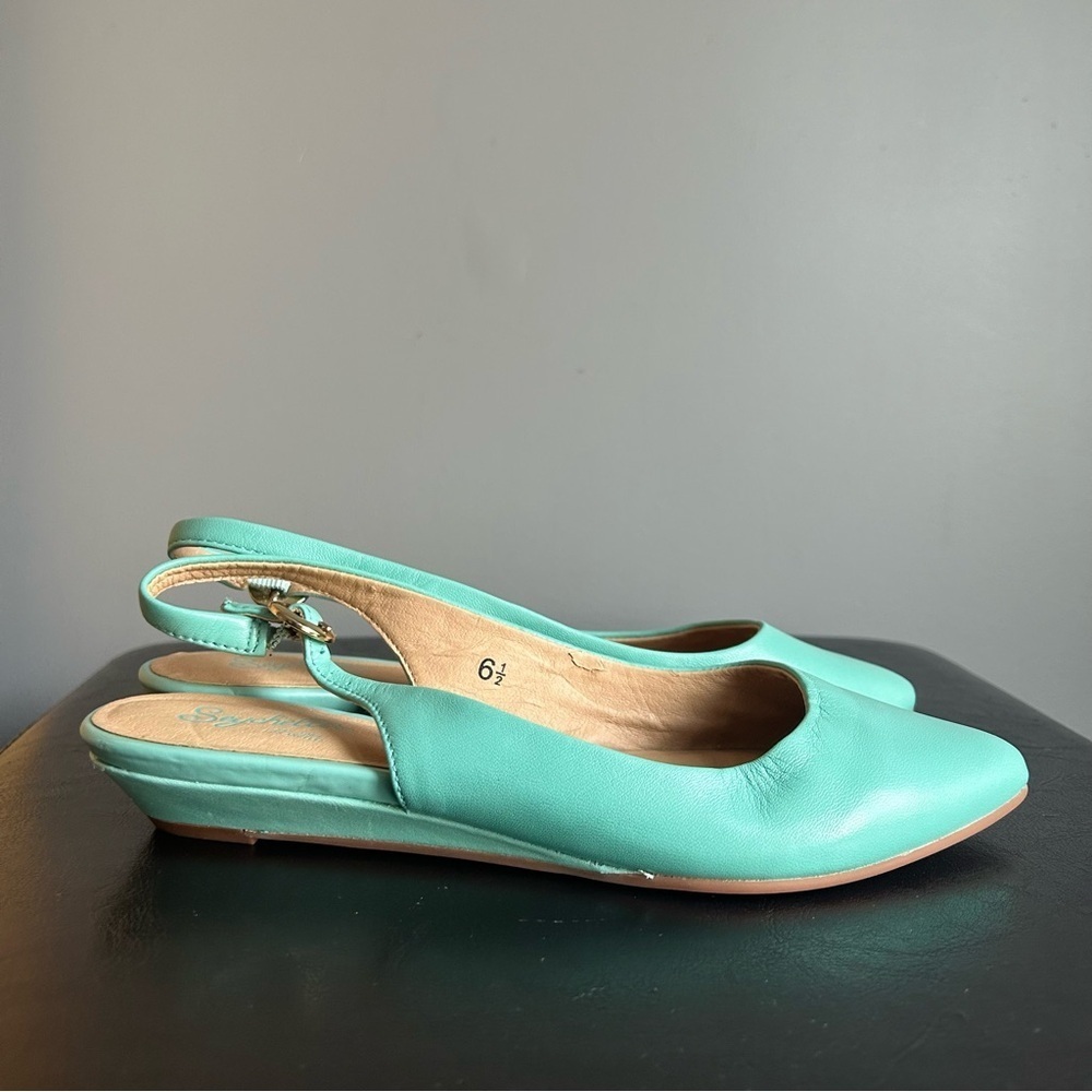 Seychelles Mint Green Reflection Wedge Slingback Shoes - Picture 7 of 13